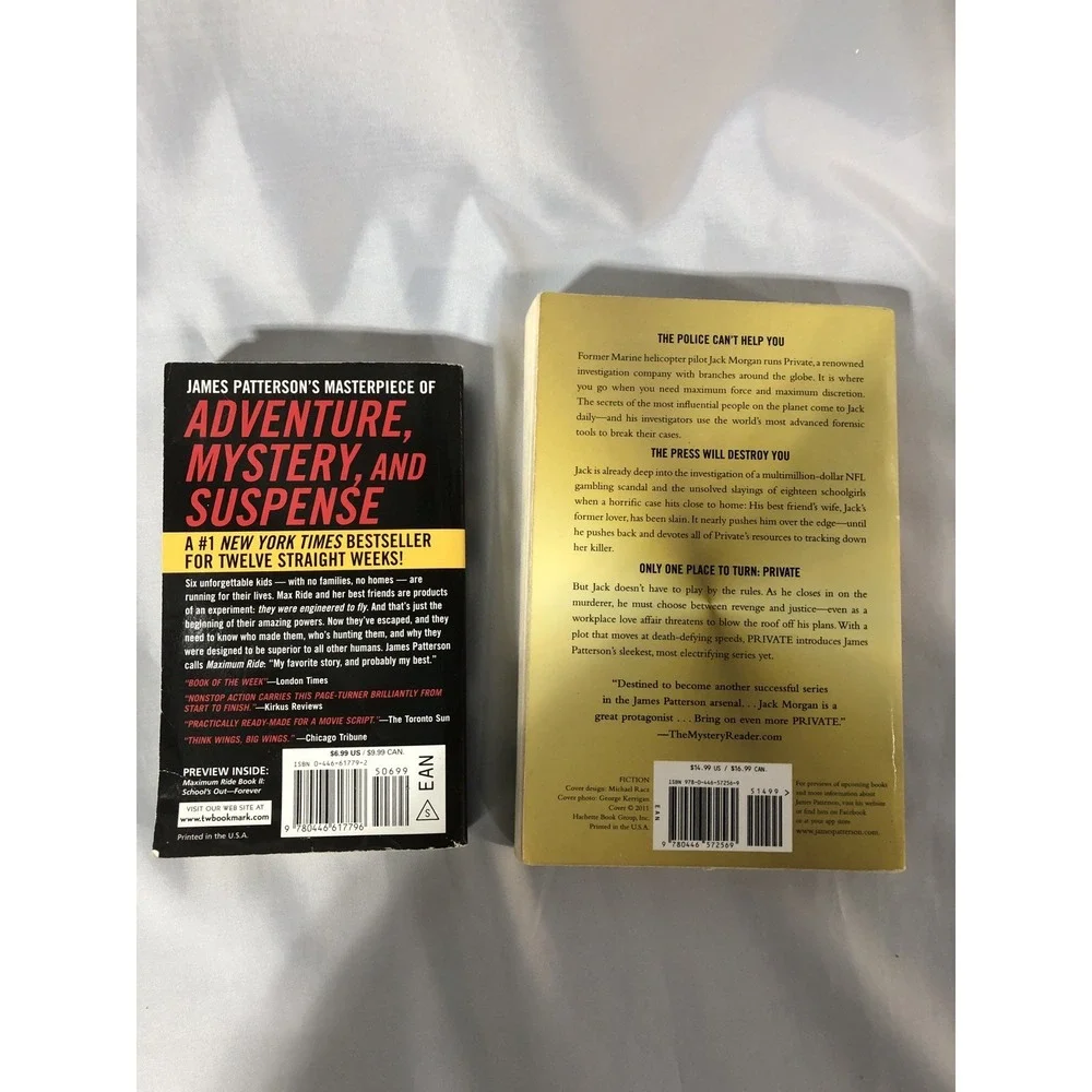 JAMES PATTERSON Thriller Books MAXIMUM RIDE & PRIVATE -Preowned